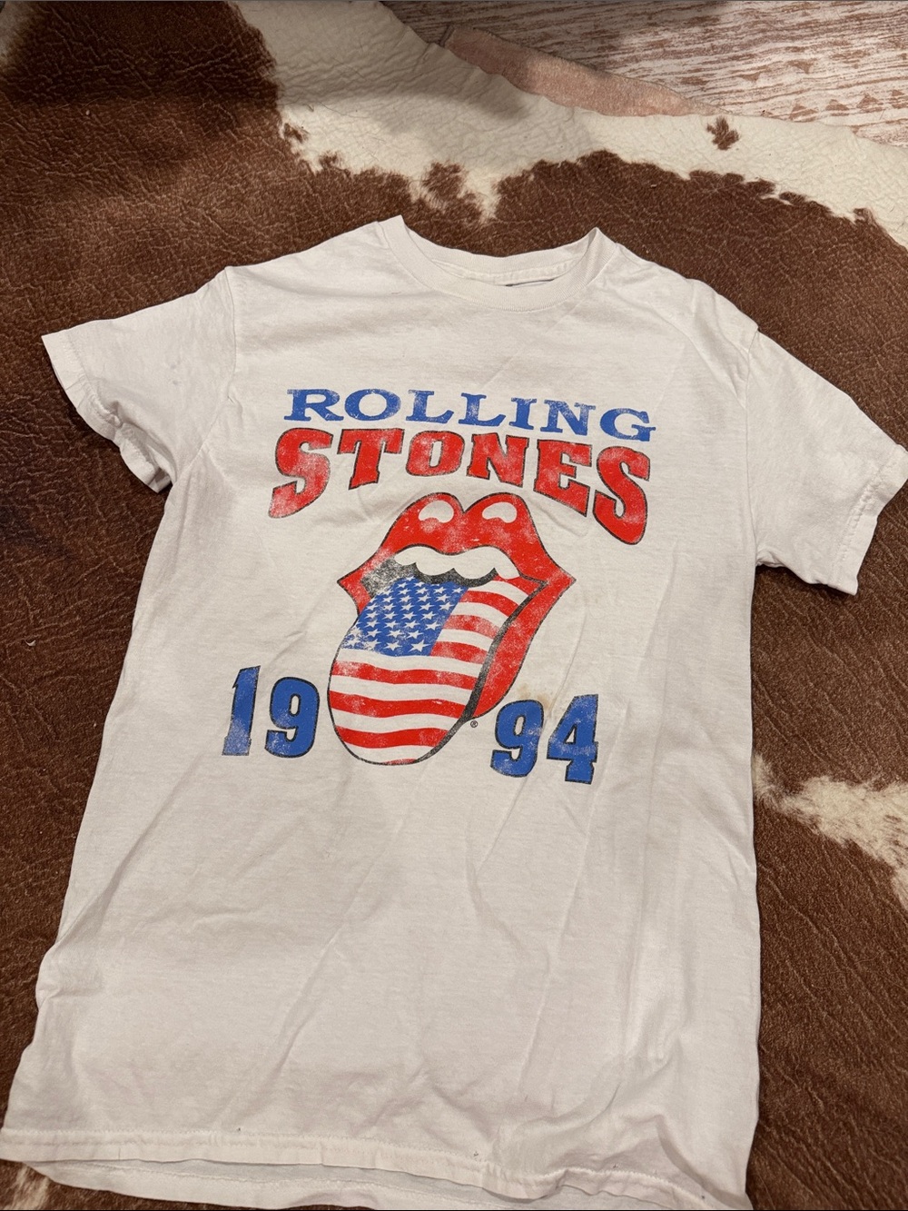 the Rolling Stones White Kids Tee with Red, Blue Graphic - 1994